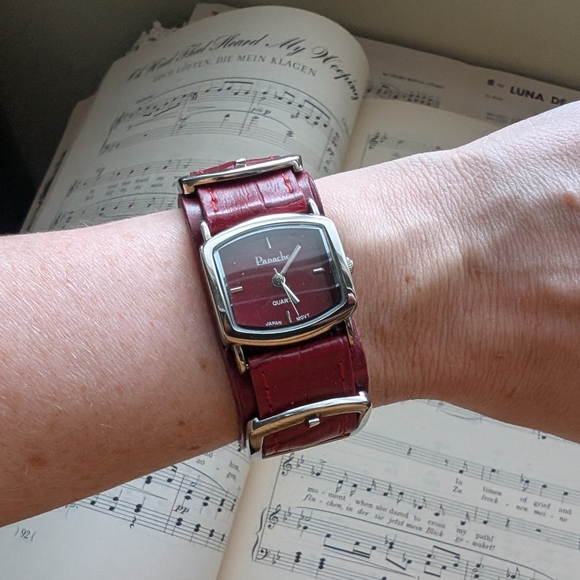 Pascal Red Leather Watch - Picture 3 of 10